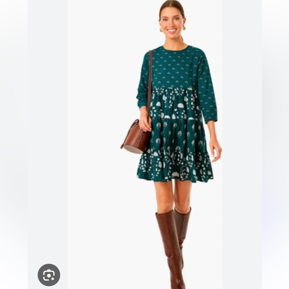 Tuckernuck Renee Teal Mini Dress 3/4 Elbow Sleeve Paisley Print Size Medium NWT